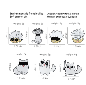 دبابيس معدنية مطلية بالمينا على شكل حيوانات كرتونية مضحكة، تصميم مخصص لشخصية غوجو ساتورو والقط، دبابيس أنمي للأطفال - Product Image 3