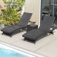 Populaire Pas Cher Plage Rotin Daybed Villa Pliant Loisirs Chaise Piscine Hôtel Extérieur Étanche Soleil Chaise Longue Lit