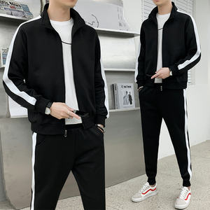 2025 ilkbahar ve sonbahar erkek rahat spor elbise ceket kuşak pantolon fermuar standı yaka uzun kollu pantolon spor elbise 2 takım - Product Image 3