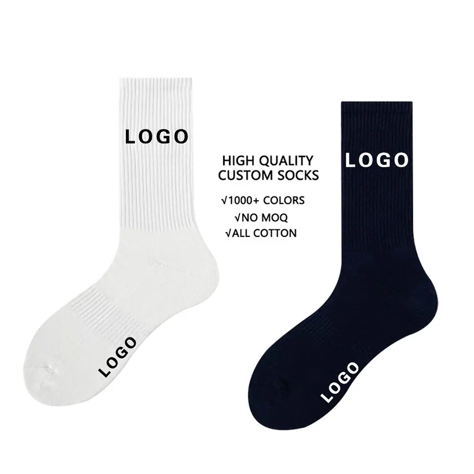 Oem-Calcetines deportivos personalizados con logotipo bordado, calcetín de algodón de alta calidad con logotipo bordado