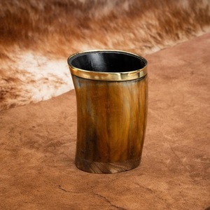 Authentic Medieval Beer Tankard High Quality Natural <b>Handmade</b> Viking Horn <b>Mug</b> Agate Coffee Beverage Cocktail Glass Premium Beer - Product Image 3
