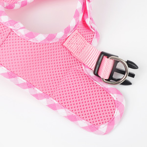 Harness Anjing Kecil Berbahan Jaring Lembut Motif Kotak-kotak, Harness <span class=keywords><strong>Vest</strong></span> Anti Tarik untuk Anjing Betina, Kucing, dan Anak Kucing, Warna Pink - Product Image 5