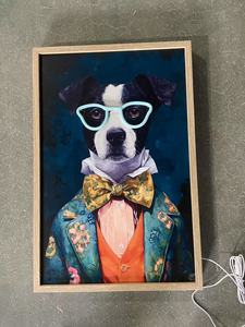 Grande toile murale décorative pour chambre et salon, avec motif de chien <span class=keywords><strong>graffiti</strong></span> LED amusant, toile murale cool avec chien, prête à accrocher, plusieurs tailles disponibles - Product Image 6