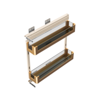 Panier de rangement coulissant à 3 niveaux, à fermeture douce, doré, multifonctionnel, à montage latéral pour armoire de cuisine, idéal pour hôtels et salons