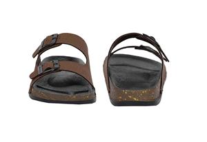Sandales marron à double boucle, à bout ouvert, décontractées et confortables, avec semelle texturée - Product Image 3
