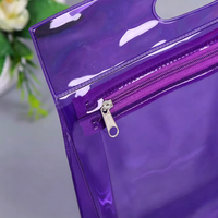 Pochette de maquillage transparente en PVC imperméable avec logo personnalisé, étui portable pour crayons et cosmétiques, couleur transparente, avec fermeture éclair