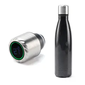 Garrafa de água de vácuo de aço inoxidável, garrafa inteligente de parede dupla 304 com visor de led e temperatura