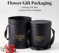 Boîte à fleurs rigide personnalisée en carton cylindrique, emballage de bouquet, boîte cadeau avec poignée, écologique, haut de gamme, pour fleurs fraîches, séchées ou préservées