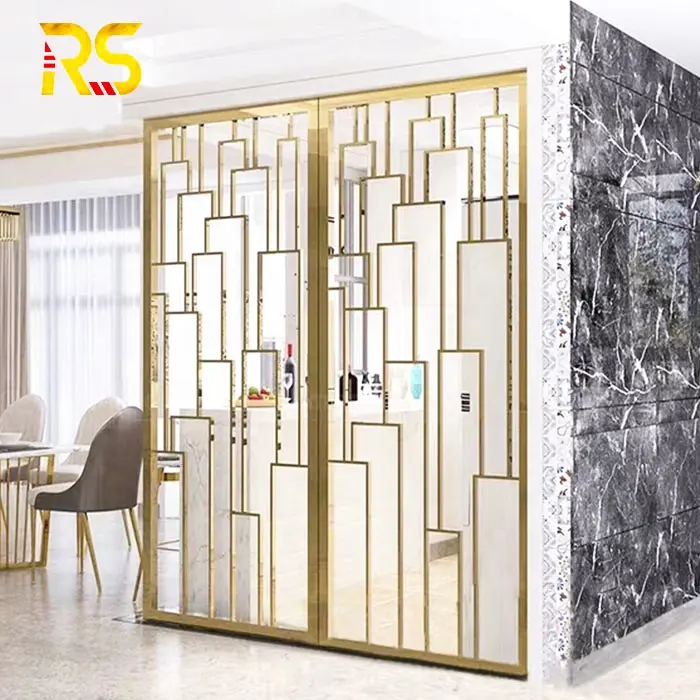 Foshan modern decorative gold aluminium room partition divider screen for living room