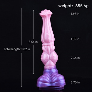 Dildo realista de fantasía con forma de pene de caballo, con ventosa, de silicona, con nudo, multicolor, rosa, juguetes sexuales para mujeres - Product Image 2