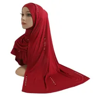 Pabrik Langsung 2021 Fashion Wanita Arab Jilbab dengan Batu Glitter Shimmer Muslim Berlian Imitasi Jilbab Syal