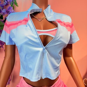 Completo da Palestra 3 Pezzi Donna 2026 Sexy Bicolore con Top Corto, Reggiseno e Pantaloncini Coordinati per Club e Allenamento Street - Product Image 3