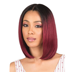 Pelucas Bobo con degradado negro a rojo <span class=keywords><strong>vino</strong></span>, pelucas cortas de pelo liso para mujer, degradado negro a rojo <span class=keywords><strong>vino</strong></span> - Product Image 1