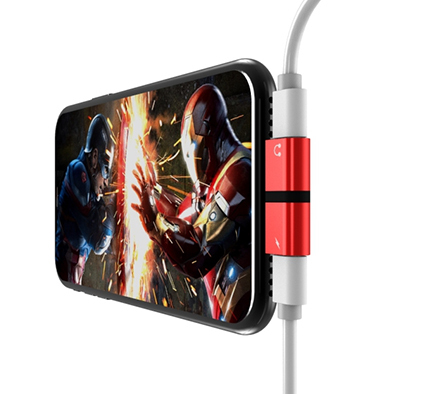 3.5mm 2-in-1 Aux Adapter Cable for iPhone PVC Splitter Charge Jack with Braid Shielding Aux Headphone Audio Projector Microphone