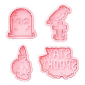 Molde de galleta de dibujos animados 3D de la serie de Halloween, Puerta de Hierro impresa con calabaza DIY, tumba de esqueleto, galleta de <span class=keywords><strong>cuervo</strong></span> para herramientas de galletas - Product Image 3