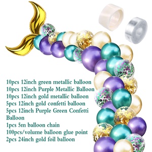 Suministros de fondo para fiesta de cumpleaños de sirena, 44 Uds., recuerdo para niños, evento de boda, fiesta, decoración de globos de fiesta de <span class=keywords><strong>sirenita</strong></span> - Product Image 6