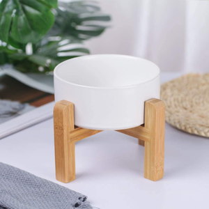 Dibuat Di Cina Grosir Mangkuk Pengumpan Hewan Peliharaan Kualitas Superior dengan Dudukan Bambu - Product Image 3