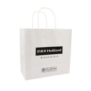 Fabricants chinois de sacs en papier kraft blanc pliables avec logo noir - Product Image 6