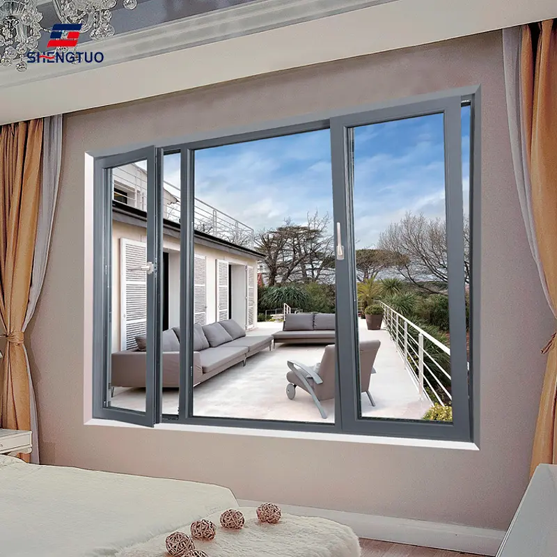 Simple style residential bedroom aluminum frame single hung window double glazed window roof windows skylights