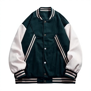 Chaqueta Varsity de Cuero de Diseñador al por Mayor, Chaquetas Varsity de Cuero para Hombre Tallas Grandes, Chaqueta de Cuero Ligera Informal Estilo Preppy con Botones - Product Image 1