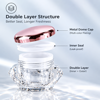 Pot à crème pour les yeux personnalisé en acrylique transparent à double paroi avec couvercle métallique 5g 10g 15g 20g 30g