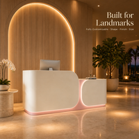 Bureau d'accueil minimaliste en MDF style crème avec tiroirs pour salon de beauté, magasin de vêtements, studio de danse, entreprise