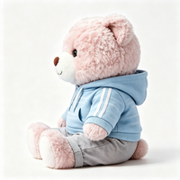 Ours en peluche moelleux avec tenue tendance : sweat à capuche bleu ciel et pantalon gris – Ours en peluche personnalisé