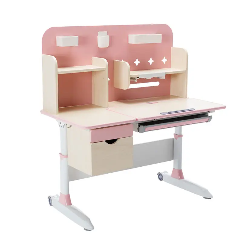 Height Adjustable children table and chair Large Storage Children Study Desk Kids Study Table With Storage Drawer Led