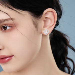 Vente directe usine – Boucles d'oreilles clous en argent sterling 925 avec zircon cubique taille émeraude éblouissant, plaqué rhodium, pour femmes et jeunes filles, idéales pour fêtes et cérémonies - Product Image 3