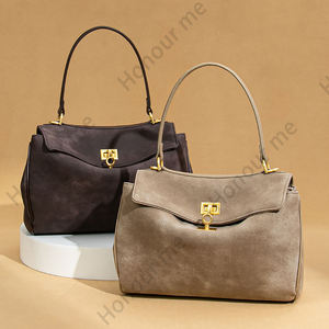 Custom Your Logo Modern Design Suede <strong>Ladies</strong> Brown Frosting Leather Handbags Cowhide Tote <strong>Bag</strong> Women Crossbody Shoulder <strong>Bag</strong> - Product Image 1