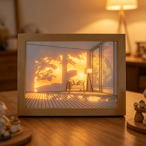 Lámpara de Noche LED Creativa con Iluminación de 3 Colores, Cuadro Decorativo con Marco de Madera, Luz de Mesa para Dormitorio, Pintura Nocturna 3D - Product Image 1