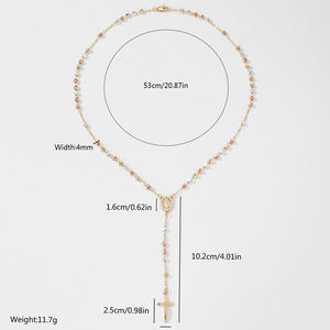 Collares <span class=keywords><strong>de</strong></span> Calidad con Circonita en Forma <span class=keywords><strong>de</strong></span> Y <span class=keywords><strong>de</strong></span> la <span class=keywords><strong>Virgen</strong></span> <span class=keywords><strong>de</strong></span> <span class=keywords><strong>Guadalupe</strong></span>, Cuentas <span class=keywords><strong>de</strong></span> Oración Tricolores, Diseño Religioso, Chapado en Oro - Product Image 2