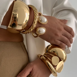 <span class=keywords><strong>Bracciali</strong></span> Geometrici Esagerati e Lisci per Donne, Polsiere Punk da Festa, Accessori da Polso, Gioielli di Moda, Regalo - Product Image 2