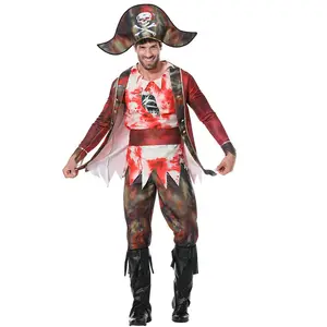 2023 Men Pirate Costumes with Hat Halloween Role Playing Cosplay Suit Medieval Gothic Fancy Men Dress