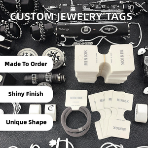 Cartes à bijoux holographiques de luxe personnalisées avec logo imprimé, étiquettes suspendues perforées en papier pliable pour montres, bracelets, boucles d'oreilles et colliers - Product Image 2