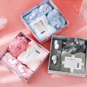 Juego de toallas absorbentes suaves de lana <span class=keywords><strong>Coral</strong></span> grueso, Bola de ducha de lujo, banda para el pelo, toalla facial, toalla absorbente, juego de regalo con caja de regalo - Product Image 1