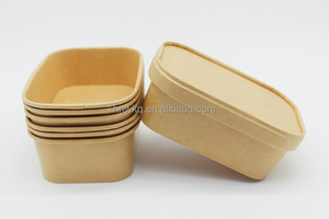 Vente en gros bol alimentaire rectangulaire emballage boîte à déjeuner jetable en papier Kraft et blanc - Product Image 6