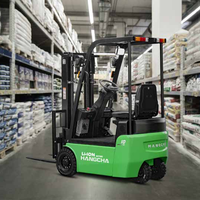 Chariot élévateur électrique au lithium Hangcha efficace de 1 tonne avec déplaceur latéral hydraulique et pneus pneumatiques pour usage en entrepôt