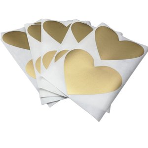 Pegatina de PVC con forma de corazón, estampada en oro, autoadhesiva, decorativa, para regalos promocionales - Product Image 1
