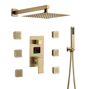 Set Doccia a Parete in Ottone ad Alta Pressione con Getto a Pioggia Caldo e Freddo, Doccetta e Spruzzo Massaggiante - Product Image 2