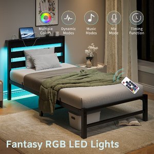 โครงเตียงเหล็กคู่แบบโมเดิร์น พร้อมหัวเตียง ช่องเสียบ USB สำหรับชาร์จไฟ ไฟ LED  ไม่มีเสียงรบกวน รับผลิตแบบ ODM/OEM - Product Image 2