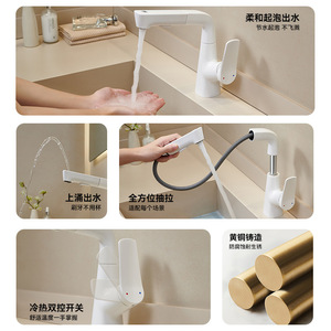 Basin Faucet Single Handle Pull Out <b>Spray</b> Ceramic Valve Core Deck <b>Mounted</b> 2gpm For Home Hotel Use - Product Image 5