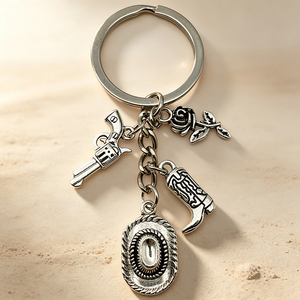 Zinc Alloy Western Cowboy <b>Keyring</b> imitate gold Cowboy Boot Key Chain Custom <b>Engraved</b> Logo Tourist Souvenir - Product Image 3