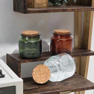 Pot à bougie en verre vert ambré clair écologique de 80ml 200ml avec couvercle en liège pour Noël, Pâques et la Saint-Valentin - Product Image 4