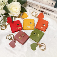 Porte-clés photo miniature créatif, pendentif en forme de cœur, breloques en cuir, cadeau portable, étui photo en cuir PU pour couple, souvenir de mariage