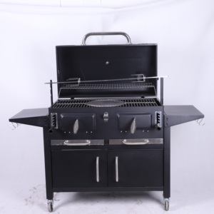 Rejilla de <span class=keywords><strong>hierro</strong></span> <span class=keywords><strong>fundido</strong></span> de primera calidad para exteriores, carrito multifunción grande, ahumador, parrilla de barbacoa de carbón con <span class=keywords><strong>asador</strong></span> - Product Image 1