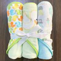 Lot de 3 serviettes de bain carrées pour bébé, super douces, en coton écologique, à capuche, motif dessin animé, 76x76 cm, pour la maison