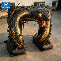 Arche gonflable série Serpent, modèle publicitaire gonflable en forme de python noir et or, design tridimensionnel