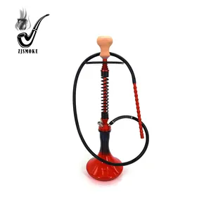 Red Glass Polished Marble Stone Hookah Classic Design Exceptional Look Glass Polished Marble Stone Hookah