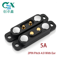 Conector Magnético Pogo Pin Personalizado de 2 Pines, Paso de 4.0 mm, Chapado en Oro, 2A 5A, con Orejeta